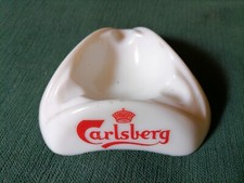 CARLSBERG's triangular beer ashtray, glass paste OPALEX France