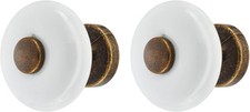 2x bouton tiroir porcelaine céramique 30 mm insert laiton marron patiné meuble