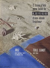 ADVERTISEMENT ADVERTISING 084 1956 LESUR 2 pure wool summer fabrics