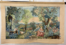 Vintage French Beautiful Gobelin Print Scene Wall Hanging Tapestry 148x100 cm