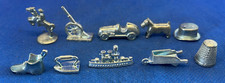 Vintage Old Lot 10 MONOPOLY Games Tokens Silver Metal Boat Car