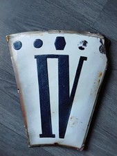 Cartel Émaillé Chiffre IV Horloge Mairie Église Hauteur 33,5 cm