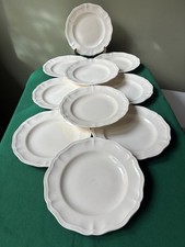 Faïence ancienne Sarreguemines de 1920 - 10 Assiettes plates couleur Ivoire