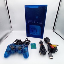 PS2 PlayStation 2 Console Ocean Blue SCPH-37000 Controller Japanese Tested