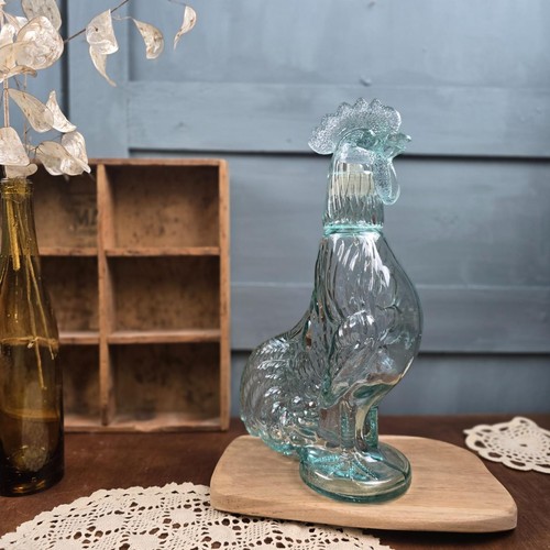 Bouteille forme coq - , verre
