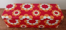 Vintage 60/70's: jolie boîte tôle MASSILLY orange Pop Flower Power Hippie  C4