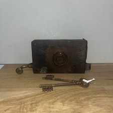 Ancienne Serrure de Porte à Tirette en Acier  avec 2 Clés