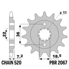 HONDA CBF 250 2004-2005 pignon avant PBR pas 520 13 Dents