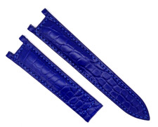 Vrai Alligator Croco Bracelet Montre 20mm Bleu Convenable pour Cartier Pasha