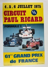 ORIGINAL 1975 PAUL RICARD CIRCUIT POSTER FORMULA 1 F1 61st GD PRIX de FRANCE