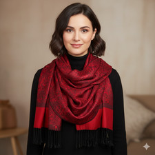 Echarpe pashmina Soie et Laine frange Etole châle foulard femme automne hiver 