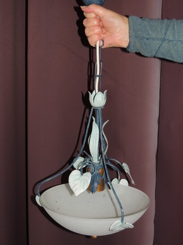 Lustre avec vasque opaline - lustre,