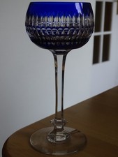 VAL ST LAMBERT 1 ANTIQUE WINE GLASS ROEMER CRYSTAL DOUBLER COLOR BLUE 18 cm