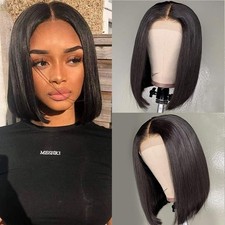 30cm Perruque Brésilienne Courte Bob Wig 13x4x1 Lace Front Human Hair Wig Per...