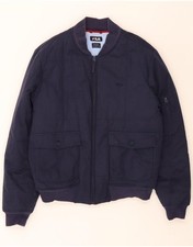 FILA Mens Bomber Padded Jacket UK 38 Medium Navy Blue Cotton DM31