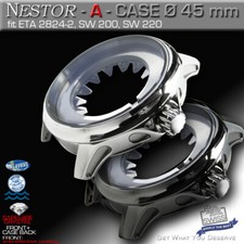 WATCH CASE NESTOR-A,45 MM, ST.STEEL,SAPPHIRE CRYSTAL,MOVEMENT ETA-2824 OR SW 200
