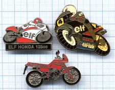 Lot of 3 Pin's Badges Sports Motorcycles Honda / Elflub ELF 5 / 125cc / Dominator