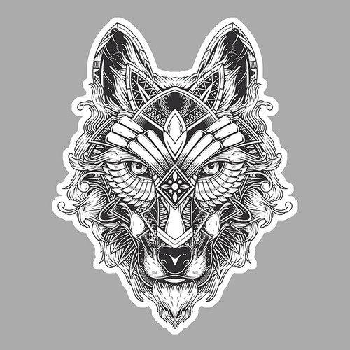 Tete chien loup biker rock - de,