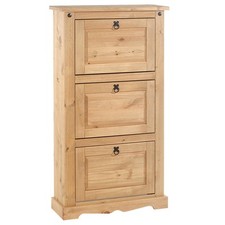 Meuble à chaussures armoire à chaussures pin massif finition cirée 3 abattants