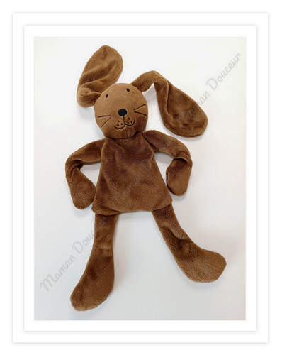 Doudou plat lapin marron - plat,