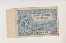 BILLET  ENTREE EXPOSITION UNIVERSELLE DE 1900 AVEC SOUCHE
