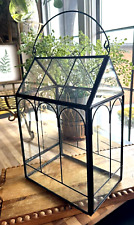 Vintage Large Glass & Metal Terrarium 11.75" H x 5.31" W x 8.13" D