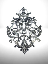 Élément ancien en argent ajouré – Ornement de livre religieux, vers 1850