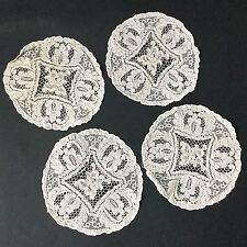 Lot de 4 Petits Napperons Anciens En Dentelle Antique French Embroidery Lace