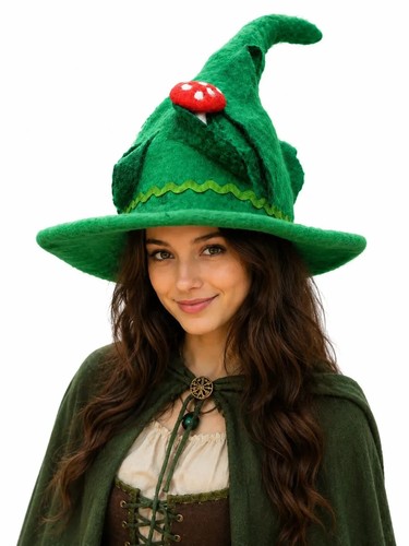 Chapeau sorcière vert fait - chapeau,