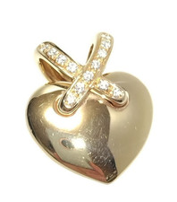 Collier pendentif croix diamant cœur Chaumet Liens or jaune 18 carats charme ...