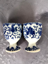 CHINE XIXème PORCELAINE BLEU PAIRE DE COQUETIERS CHINESE PAIR OF EGG CUPS XIX