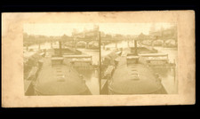 Paris, Barge on the Seine, ca.1870, stereo print d&#039;era 10.5x18