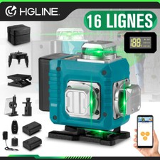 Niveau Laser Vert 360° 4D 16 Lignes Professionnel IP54 Rotatif + 2 Batteries