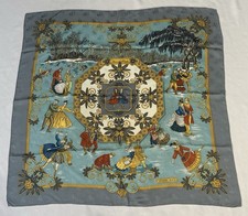 HERMES Scarf Foulard “JOIES D’HIVER” VTG Design by Joachim Metz Silk Jacquard