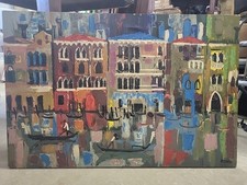 GIO PONTI Venitian Colors Oil Painting Canvas Signed READ DESCRIPTION! 24"×36"