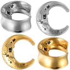 moon Saddle Ear Surgical Steel Plugs Gauges Body Jewelry