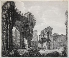 Rome Caracalla Thermen Original Gravure sur Cuivre Rossini 1823