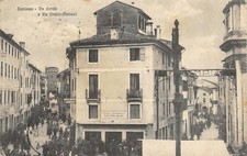 A1722) BASSANO VIA CAROLI AND VIA ORAZIO MARINALI ANIMATED. TRAVELED IN 1917.