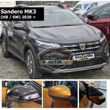 Pour Dacia Sandero Stepway Mk3 2020+ Batman Bat Wing Miroir Cover Piano Noir Pai