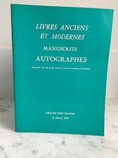 Catalogue de vente Livres anciens et modernes Manuscrits Autographes 1979