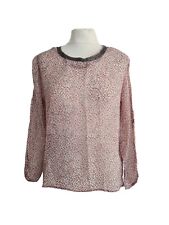 Bellerose Womens Pink Patterned Long Sleeve 100% Silk Top/blouse - Size 2/UK 10.