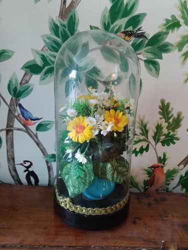 Ancien vase opaline bleu - ancien, en
