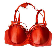 Marlies Dekkers Sahara Shimmer Sz 34D Orange Bra Fringed Padded Strappy EUC