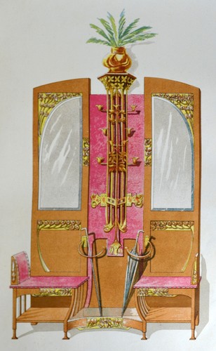 Estampe 1900 porte parapluie - 1900, porte-parapluie