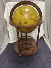 VTG Italian Old World Globe Bar Cabinet on Casters 38 Inches Tall Zodiac Signs