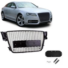 CALANDRE LOOK RS5 NOIR BRILLANT POUR AUDI A5 DE 06/2007 A 07/2011 + SUPPORTS PDC