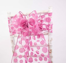 Chaise Housse Nœud Écharpe Mariage Fête Décoration à Pois Bourre Organza Tissu