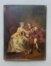 Scène galante, huile sur