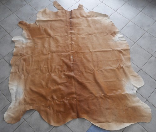 Tapis peau vache marron - peau,