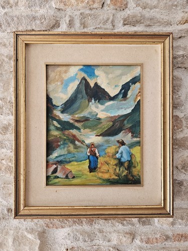 Tableau huile sur panneau - tableau,